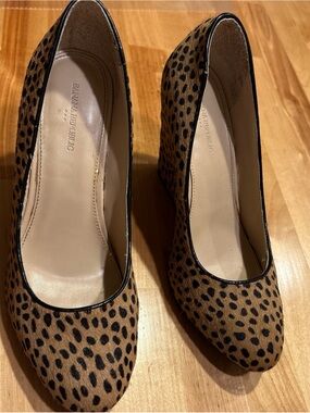 Banana Republic Leopard-Spot Wedge Pumps in Tan and Black